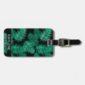 緑の手のひら葉の荷物タグ ラゲッジタグ (正面横)