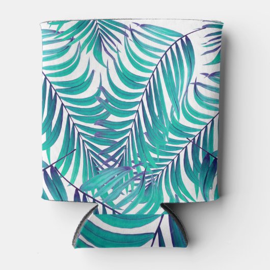 緑の手のひら離れの：白い背景 缶クーラー (正面)