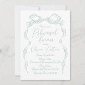 緑の手エレガント引き弓リハーサルディナー 招待状 (正面)