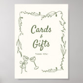 緑の手引きカードお洒落ギフト ポスター (正面)