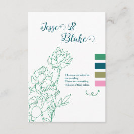 緑の手描き牡丹結婚の花 エンクロージャーカード