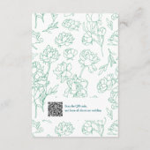 緑の手描き牡丹結婚の花 エンクロージャーカード (裏面)