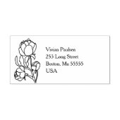 緑の手描き牡丹結婚の花 セルフインキングスタンプ (デザイン)