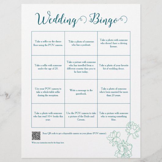 緑の手描き牡丹結婚の花 チラシ (正面)