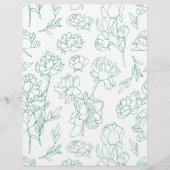 緑の手描き牡丹結婚の花 チラシ (裏面)