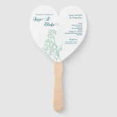 緑の手描き牡丹結婚の花 ハンドファン (正面)