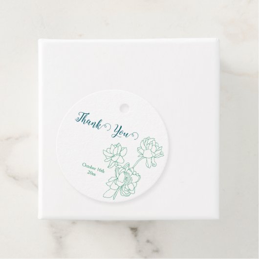 緑の手描き牡丹結婚の花 フェイバータグ (インサイチュ)