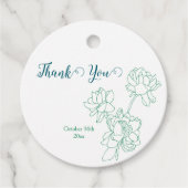 緑の手描き牡丹結婚の花 フェイバータグ (正面)