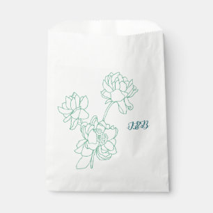 緑の手描き牡丹結婚の花 フェイバーバッグ