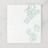緑の手描き牡丹結婚の花 プレイスカード (外部開封)