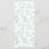 緑の手描き牡丹結婚の花 メニュー (裏面)