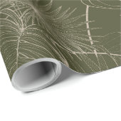 緑の手描き線のトロピカルパーム離れ。 ラッピングペーパー (ロールコーナー)