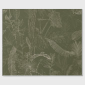 緑の手描き線のトロピカルパーム離れ。 ラッピングペーパー (フラット)