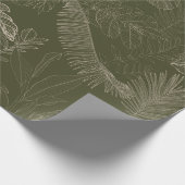 緑の手描き線のトロピカルパーム離れ。 ラッピングペーパー (角)