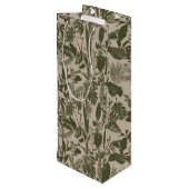 緑の手描き線の熱帯離れの花と花。 ワインギフトバッグ (裏面アングル)