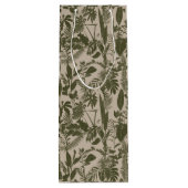 緑の手描き線の熱帯離れの花と花。 ワインギフトバッグ (裏面)