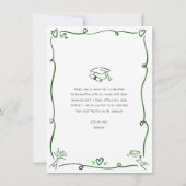 緑の手描き落書き写真　卒業　白　レトロ サンキューカード (裏面)