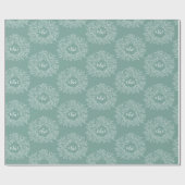 緑の手描き葉モノグラムのアートサークル ラッピングペーパー (フラット)