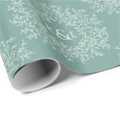 緑の手描き葉モノグラムのアートサークル ラッピングペーパー (ロールコーナー)