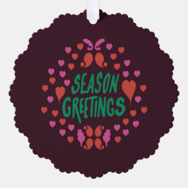 緑の手書きでハートで挨拶 オーナメントカード