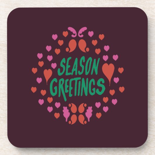 緑の手書きでハートで挨拶 コースター (正面)