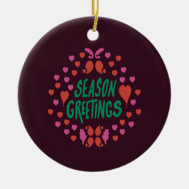 緑の手書きでハートで挨拶 セラミックオーナメント