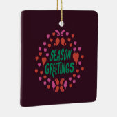 緑の手書きでハートで挨拶 セラミックオーナメント (右)