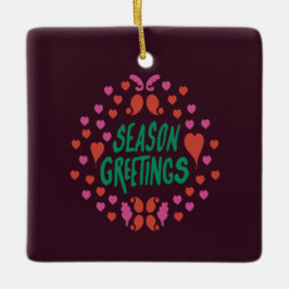 緑の手書きでハートで挨拶 セラミックオーナメント