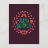 緑の手書きでハートで挨拶 ポストカード (正面)