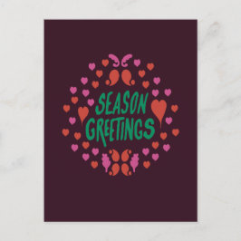 緑の手書きでハートで挨拶 ポストカード