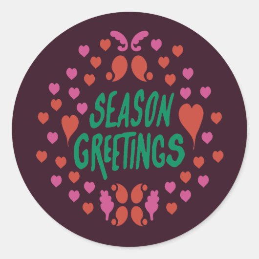 緑の手書きでハートで挨拶 ラウンドシール (正面)