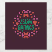 緑の手書きでハートで挨拶 ワインラベル (シングルラベル)