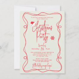 緑の手書きクリスマスパーティー招待状 招待状