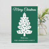 緑の手書きスクリプトクリスマスツリー シーズンカード (スタンド正面)