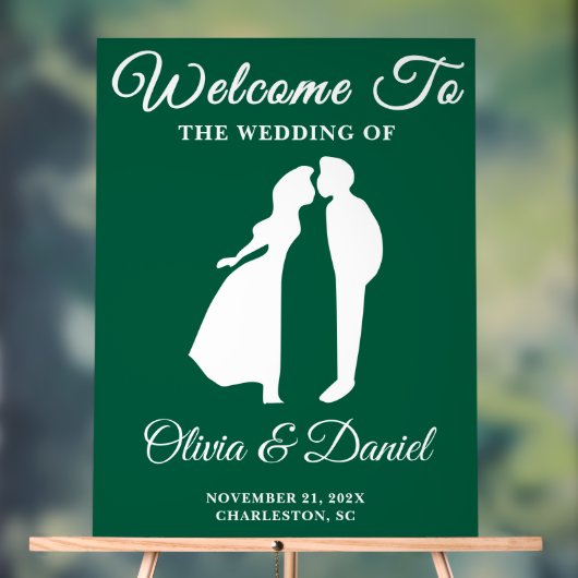 緑の手書きスクリプトクリスマス結婚の歓迎 アクリルサイン (ニュートラル)