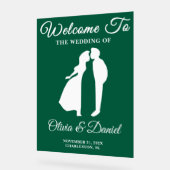 緑の手書きスクリプトクリスマス結婚の歓迎 アクリルサイン (傾斜)