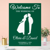 緑の手書きスクリプトクリスマス結婚の歓迎 アクリルサイン (ウェディング)