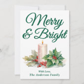 緑の手書きスクリプメリートと明るい シーズンカード (正面)