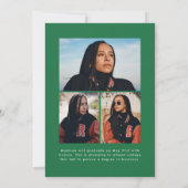 緑の手書きブラシスクリプト4写真の卒業 案内状 (裏面)