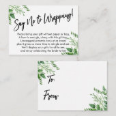 緑の手書きラッピングにノーと言う! エンクロージャーカード (正面/裏面)