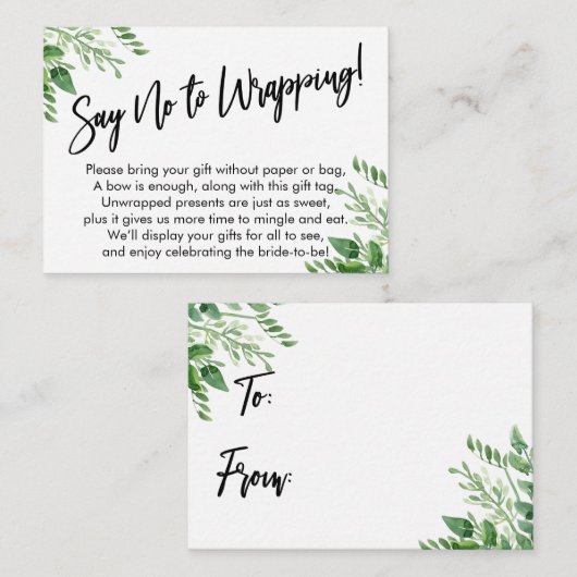 緑の手書きラッピングにノーと言う！ エンクロージャーカード (正面/裏面)