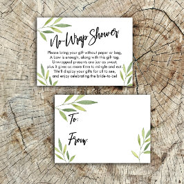 緑の手書き文字の折り返しブライダルシャワー エンクロージャーカード