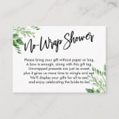 緑の手書き文字の折り返しブライダルシャワー エンクロージャーカード (正面)