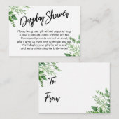 緑の手書き表示ブライダルシャワーギフト エンクロージャーカード (正面/裏面)