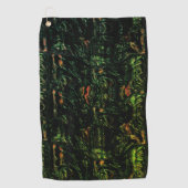 緑の打ちガラスの下の木の樹皮 ゴルフタオル (正面)