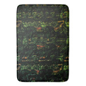 緑の打ちガラスの下の木の樹皮 バスマット (正面縦)