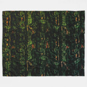 緑の打ちガラスの下の木の樹皮 フリースブランケット (正面(横))