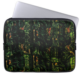 緑の打ちガラスの下の木の樹皮 ラップトップスリーブ