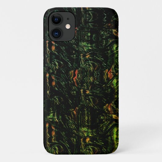 緑の打ちガラスの下の木の樹皮 Case-Mate iPhoneケース (裏面)
