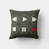 緑の技術アイコンの巻き戻遊し速い前方向 クッション (裏面)